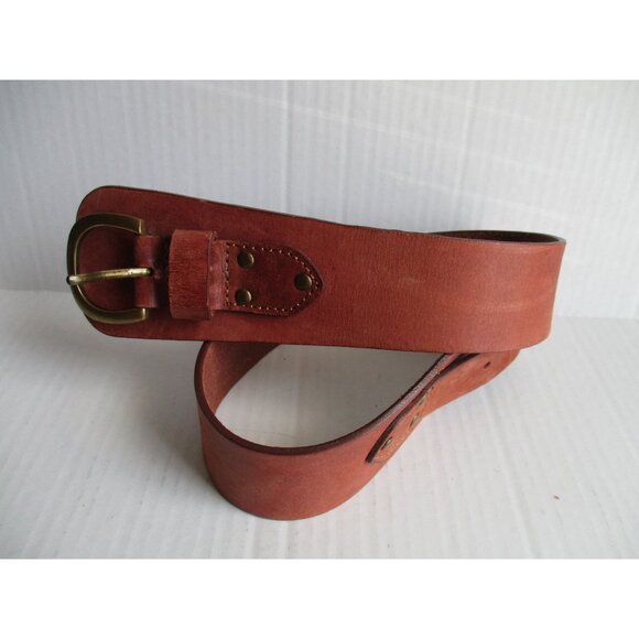 *Vintage Linea Pelle Brown Cognac Leather Belt Tapered Rawhide Design - Picture 6 of 6